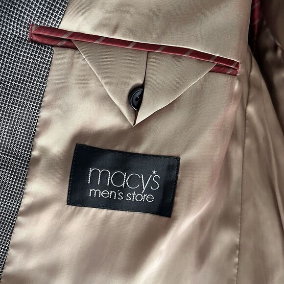 NWT IZOD Mens Suit Jacket Sport Coat 44L Black Micro Checks Polyester Rayon - Picture 10 of 14